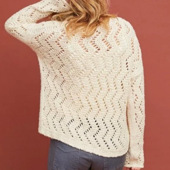 Anthropologie Akemi + Kin Sable Pointelle Sweater Bohemian Knit Size XS Pullover - Picture 3 of 11